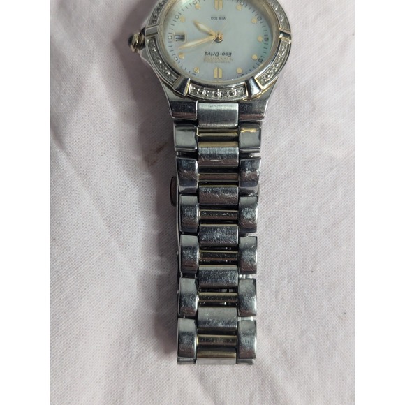 WORKING Citizen Eco-drive‎ Diamond accent 2 tone Womens mother of pearl Watch main image 7